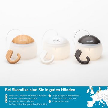 Skandika LED Gartenleuchte Campinglampe Tufjord, Farbe: Holzoptik, 2000 mAh Akku, wiederaufladbar, Zeltlampe