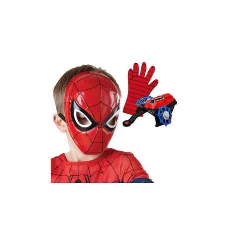 Festivalartikel Verkleidungsmaske Spiderman Kinder-Set: Maske & Handschuh mit Netzwerfer, hochwertig