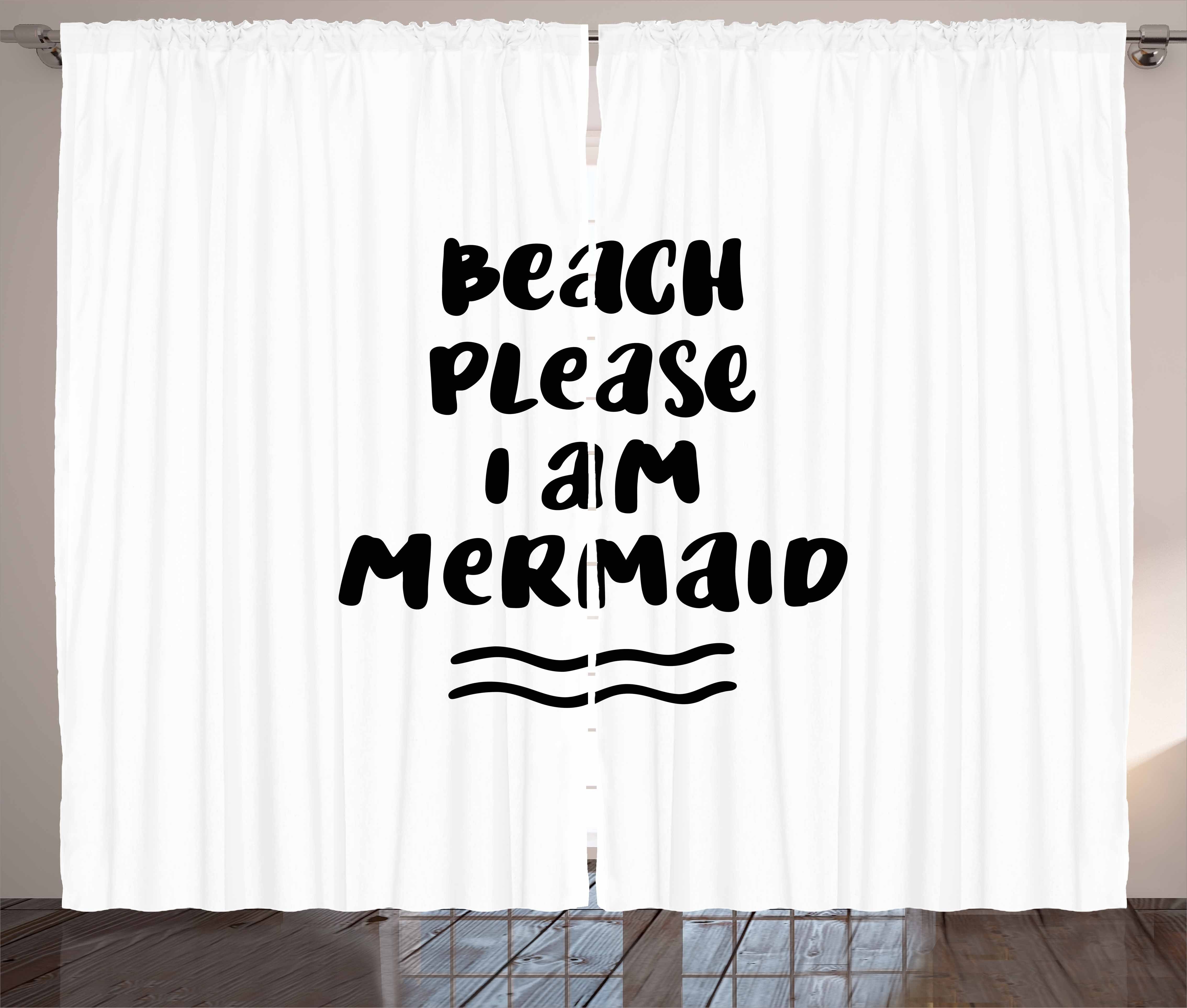 Gardine Schlafzimmer Kräuselband Vorhang mit Phrase Strand Mermaid und Haken, Abakuhaus, Bitte Ich bin Schlaufen