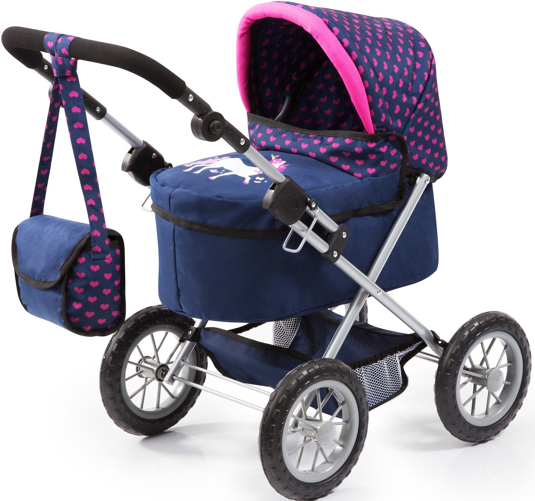Bayer Puppenwagen Trendy, blau/Einhorn, mit Wickeltasche günstig online kaufen