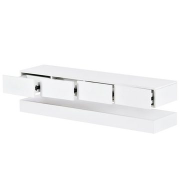 WISHDOR TV-Schrank LED TV Lowboard,Wandmontierter TV-Schrank (Weiß 130*33*15cm Stauraum, mit großer Kapazität, für bis zu 55 Zoll Fernseher) 16-farbige LED-Beleuchtung Wandschrank, Moderner und einzigartiger Look