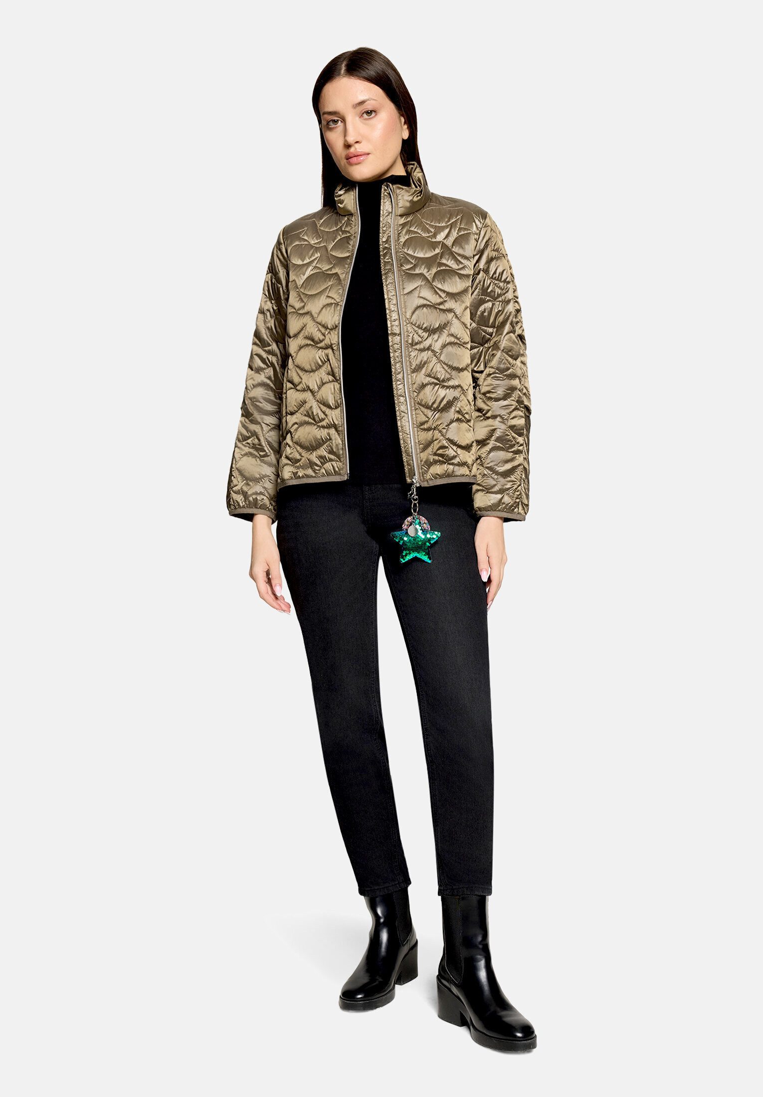 Cartoon Steppjacke Damen mit Eingrifftaschen