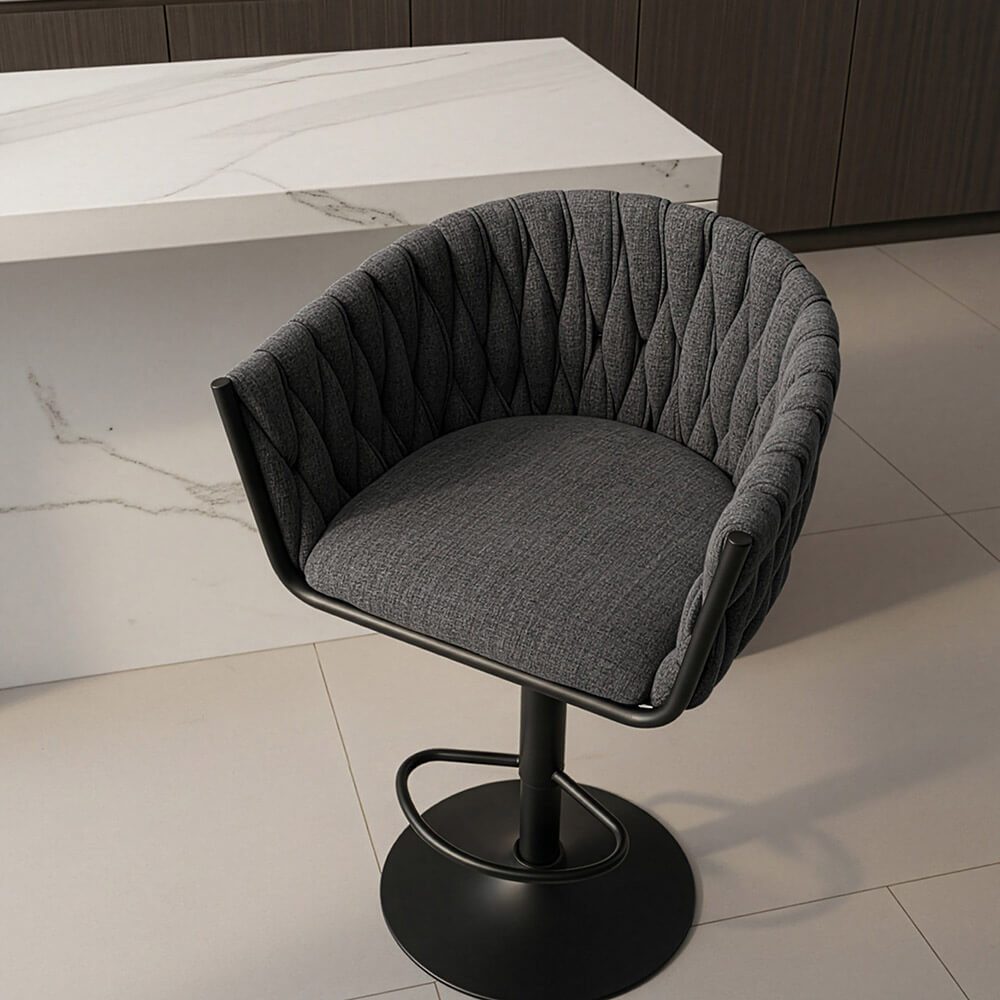 HOME DELUXE Barhocker SAMIR - 83-104 x 53 x 45 cm (1 St), Höhenverstellbar & drehbar, gepolsterter Sitzhocker mit Fußablage