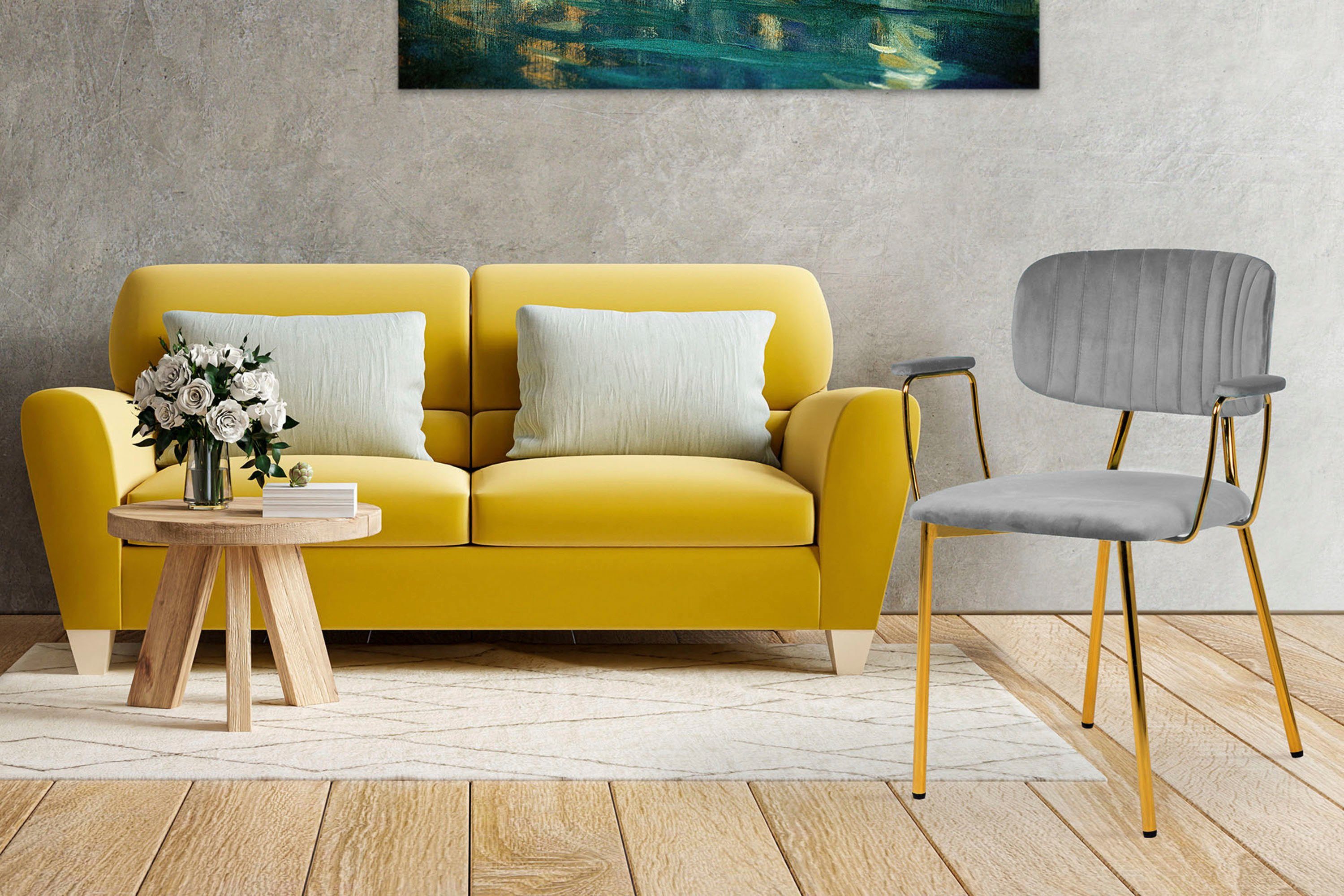 Kayoom 4-Fußstuhl Stuhl Kian 225 2er-Set, Gestell aus Edelstahl, Rückenpolster (Set, 2 St), samtweicher Bezug Rückenpolster ist ein Hingucker