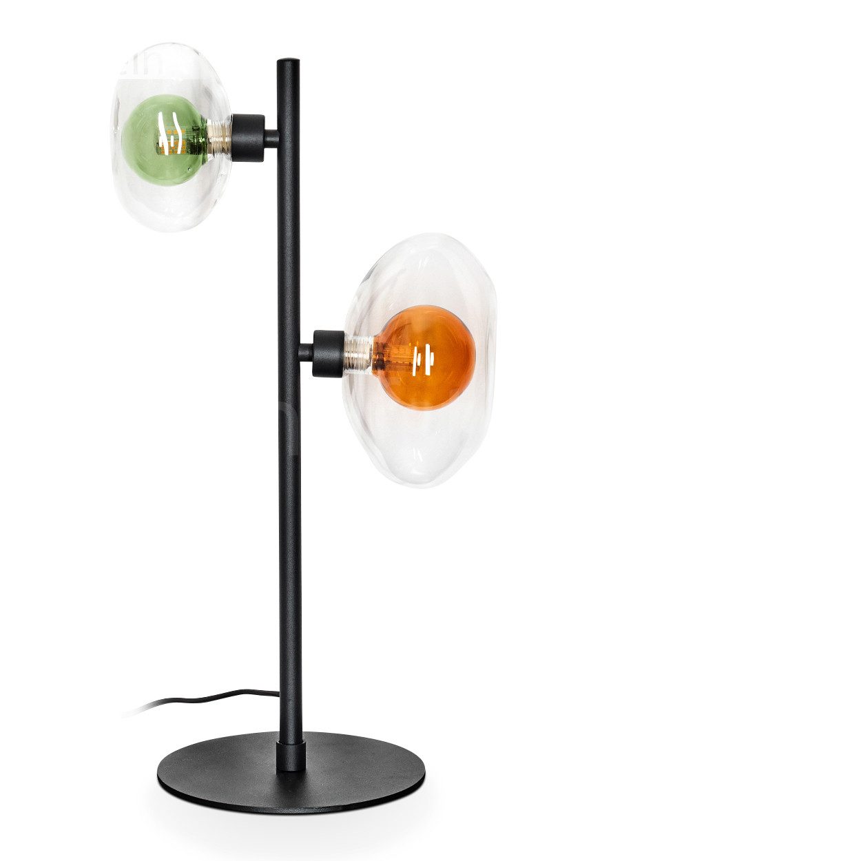 hofstein Tischleuchte Tischlampe aus Metall/Glas in Schwarz/Bernstein/Grün/Klar, ohne Leuchtmittel, Glasschirme (18cm), An/-Auschalter, 2x G9, ohne Leuchtmittel