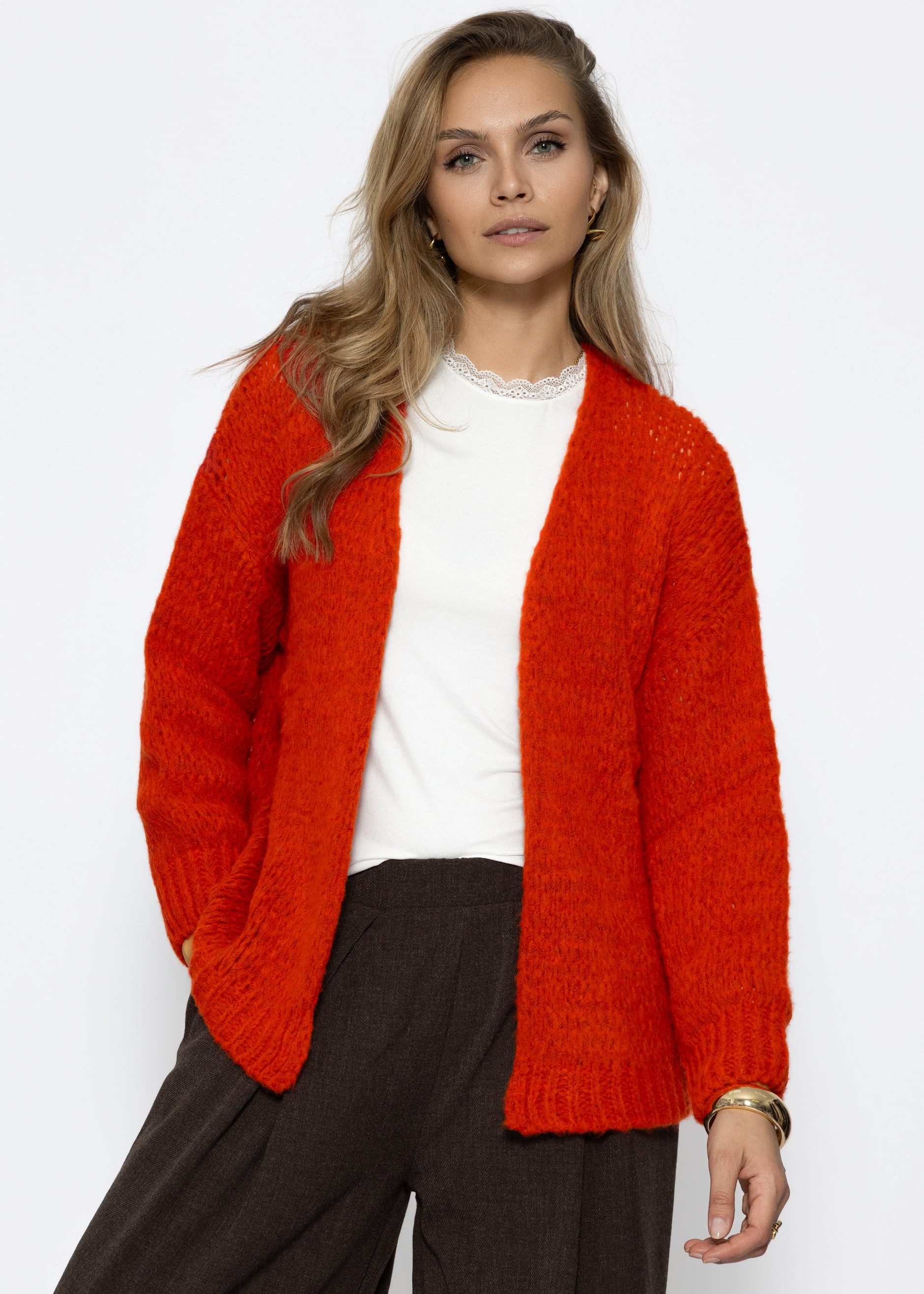 SASSYCLASSY Cardigan Oversize Cardigan aus Strick Damen Strickcardigan im oversized Fit mit Rippbündchen