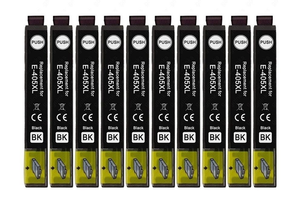 inkpro 10 x Druckerpatrone 405 XL schwarz kompatibel mit Epson 405XL black Tintenpatrone (für Epson WorkForce WF-7310, WF-7830, WF-7835, WF-7840 und WorkForce Pro WF-3820, WF-3825, WF-4820, WF-4825, WF-4830, 10-tlg., XL Füllmenge je 25 ml)
