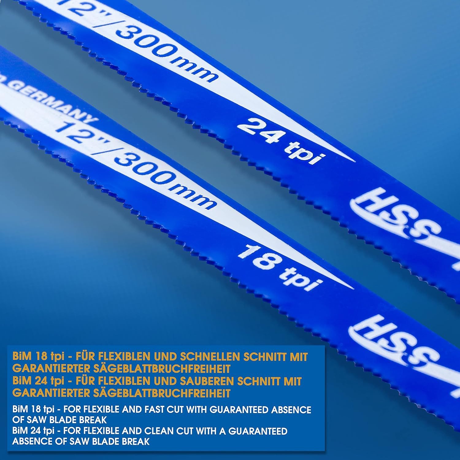 S&R Handsäge Sägeblätter Set mit Hochleistungs-MOLYBDÄN-Sägeblättern (Set, 4-tlg), MADE IN GERMANY/für Metallsägen / Bügelsäge