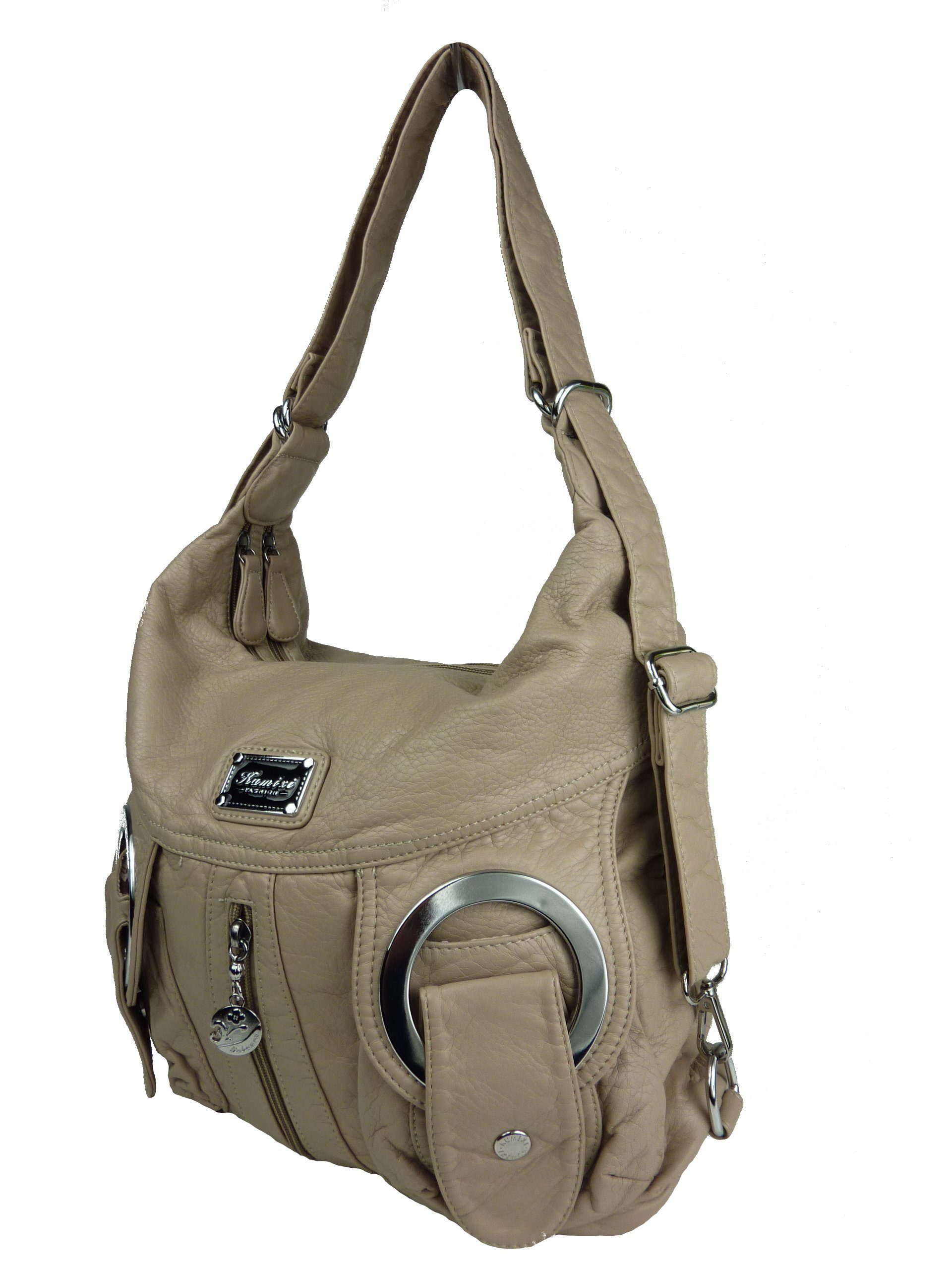 Rucksack, Rucksacktasche Rucksack Taschen4life Tasche Schultertasche oder als verstellbarer Schultertasche W6802 oder Schulterriemen, tragbar aprikot Multifunktionstasche,