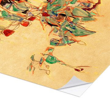 Posterlounge Wandfolie Egon Schiele, Fuchsienzweige (Sonnenbaum), Wohnzimmer Natürlichkeit Malerei