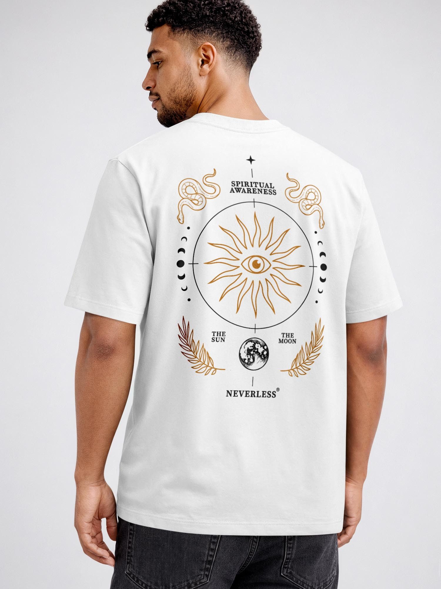 Neverless Oversize-Shirt Herren T-Shirt - Spiritual - Oversized Relaxed Fit Printshirt Sommer mit Print