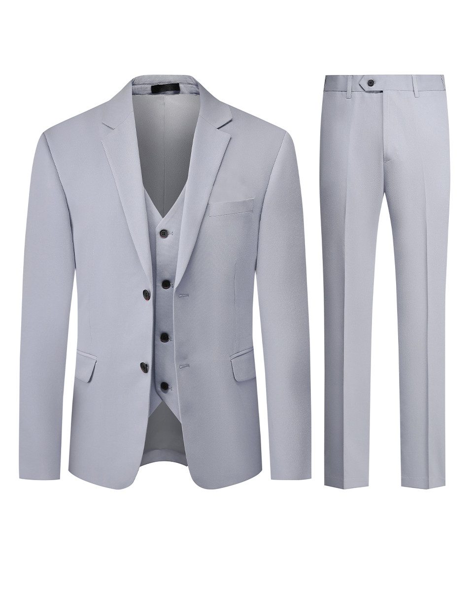 Allthemen Anzug (3 tlg, Sakko & Weste & Hose) Herren Businessanzug Slim Fit Anzüge im eleganten Look