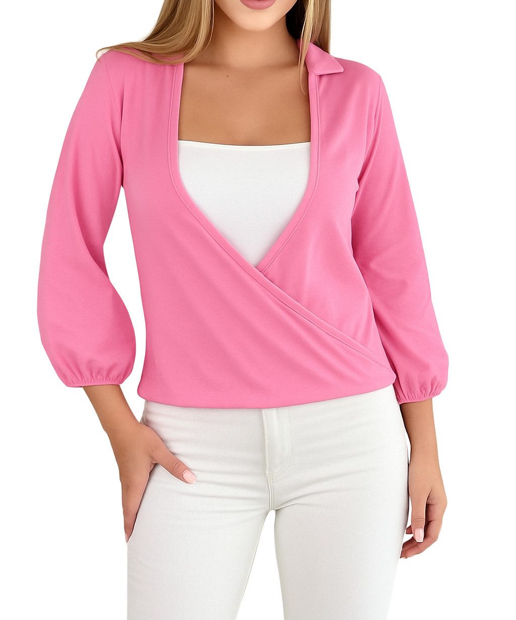 Mississhop 3/4-Arm-Shirt Bluse Tunika Longshirt mit Ballonärmeln