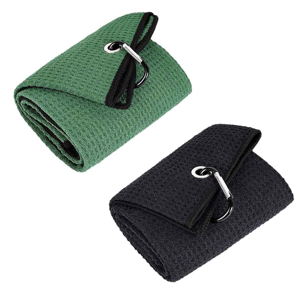 Jormftte Handtücher Golfhandtuch Fold Golf Handtuch Sporthandtuch Microfaser Handtücher Schwarz+Grün