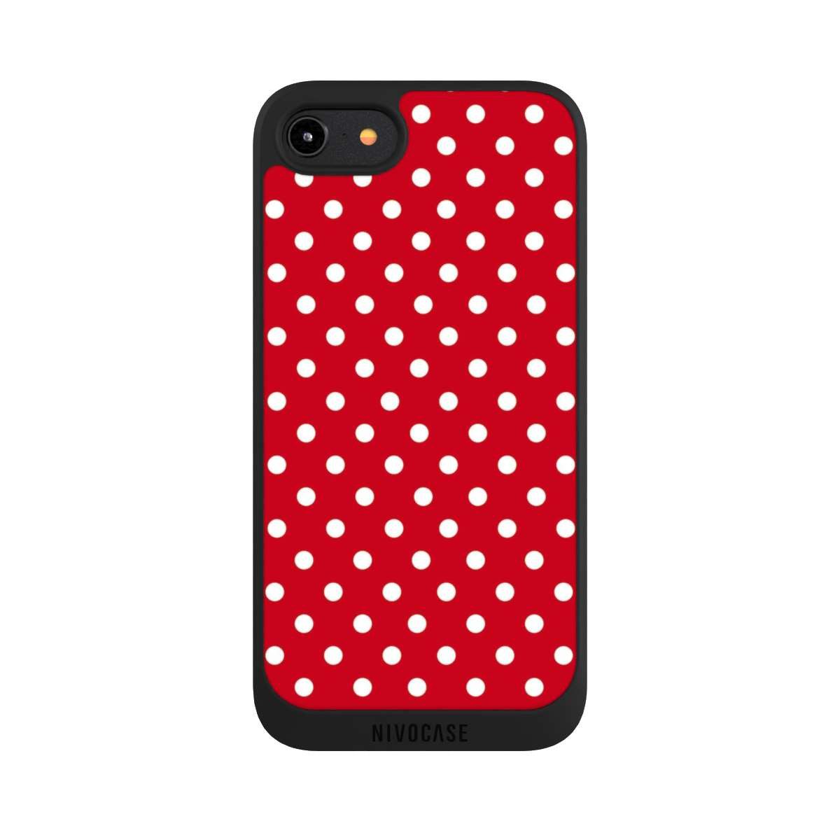 NIVOCASE Handyhülle Punkte Retro Polka Dots Polka Dots - dunkelrot und weiß, Apple iPhone 7 Handyhülle Hülle NIVOpure Case Schwarz