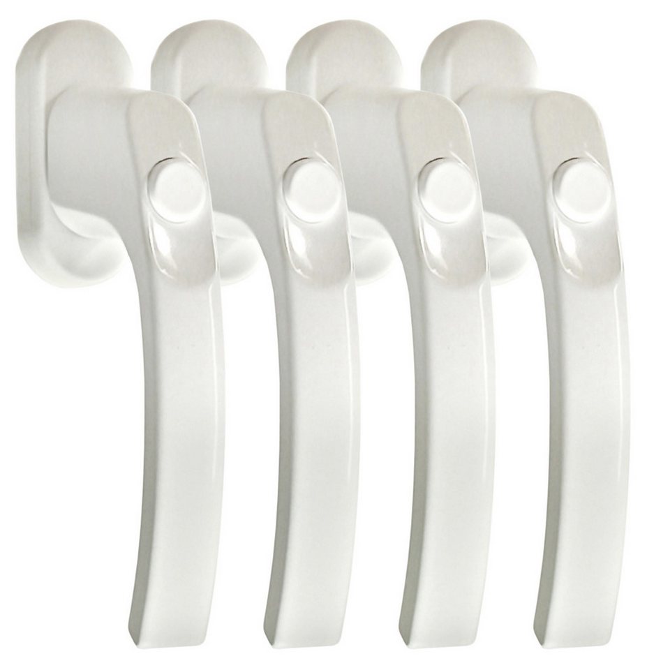Häusler Onlinehandel GmbH Fenstergriff Fenstergriff Sets FG 6 Weiss mit Druckknopf Fenstergriffe, 4 x Fenstergriff, L: 13.5 cm, 90 Grad Rasterung
