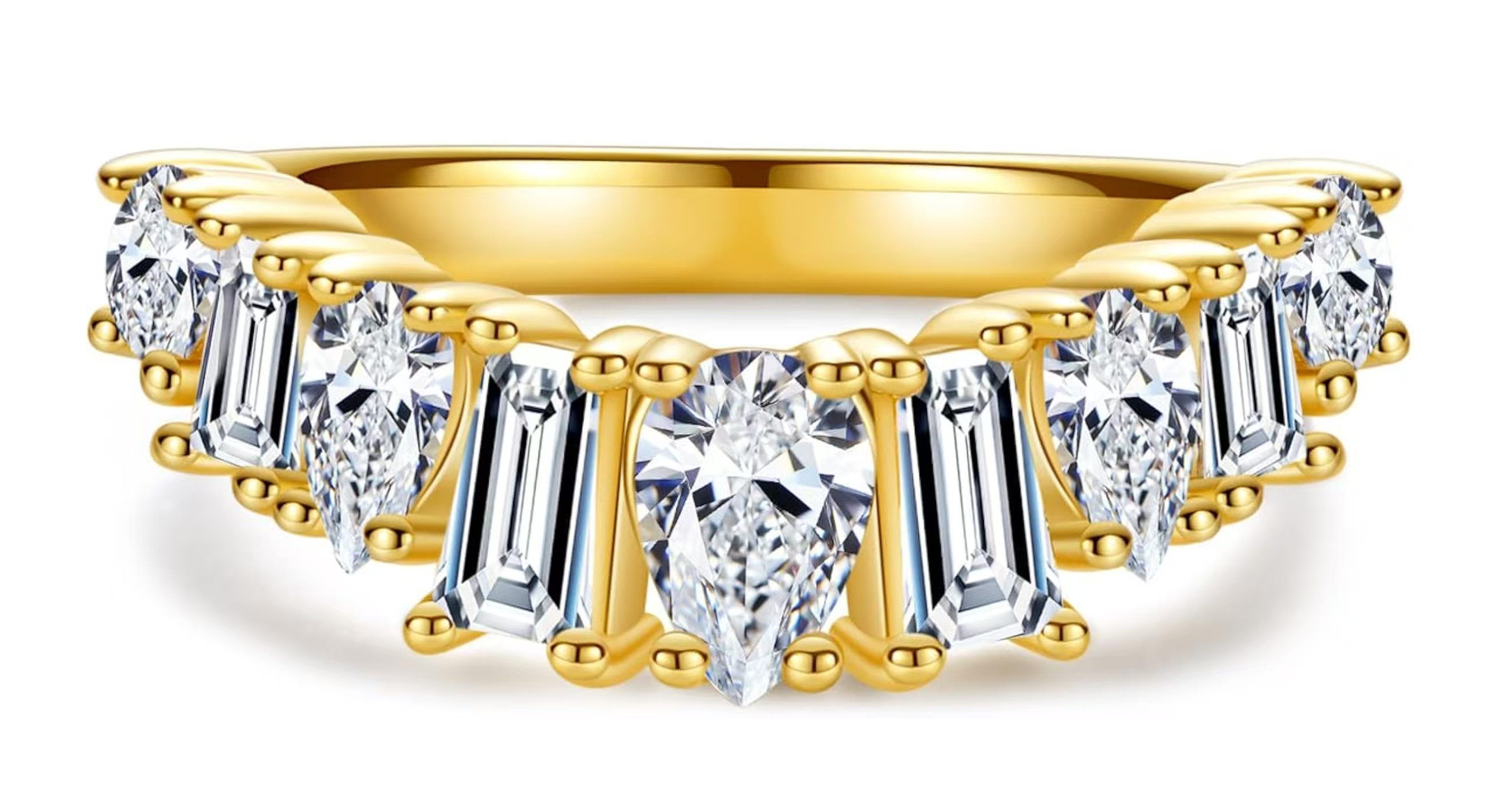 Jumpeak Diamantring Damenring aus 14K Gelbgold, D/E, VVS/VS, Diamantring, Ehering, Valentinstag geschenk für sie,Geschenk für frau,Damen geschenk