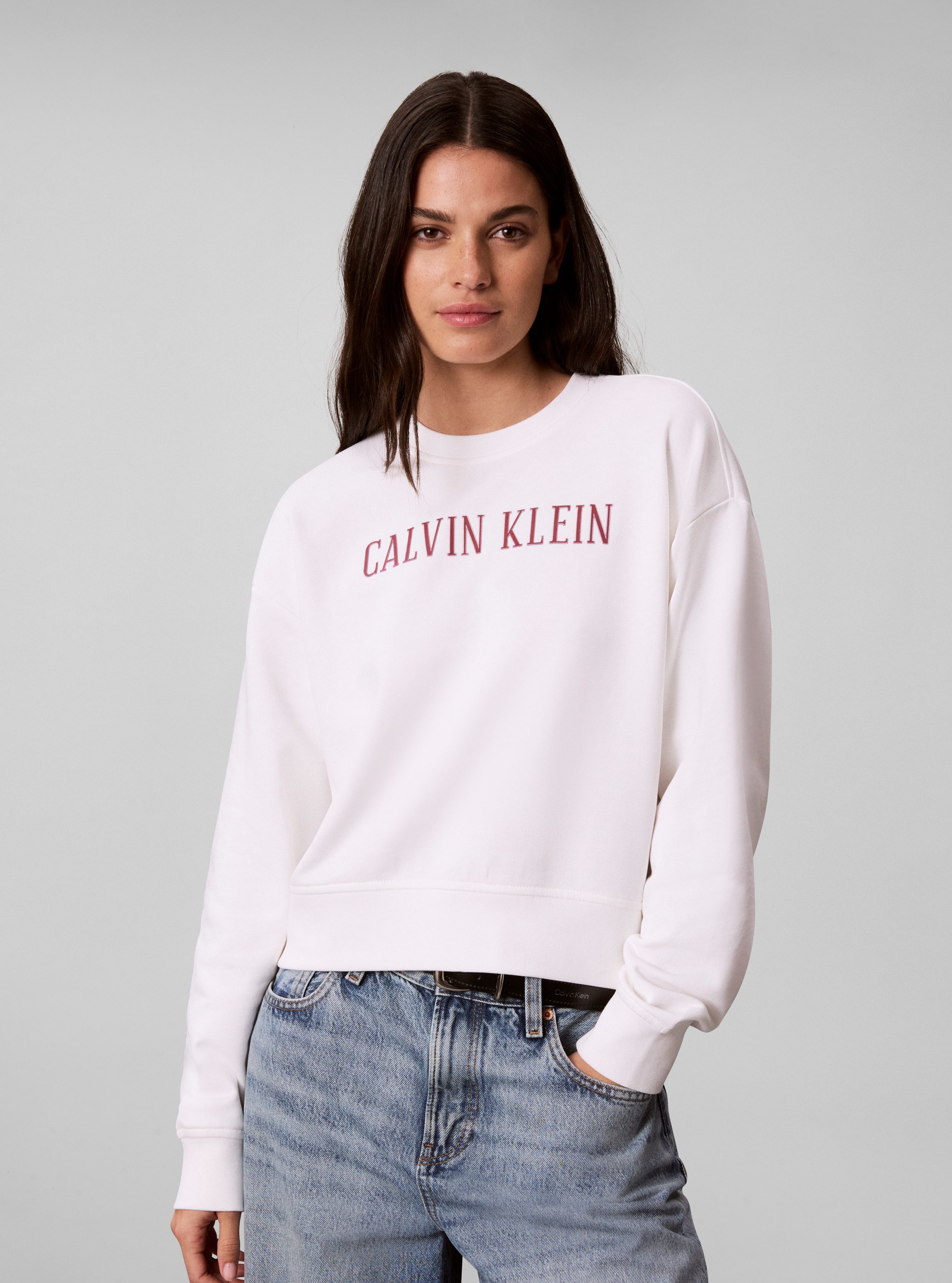 Calvin Klein Jeans Sweatshirt Rundhalsausschnitt, cropped, Logoschriftzug