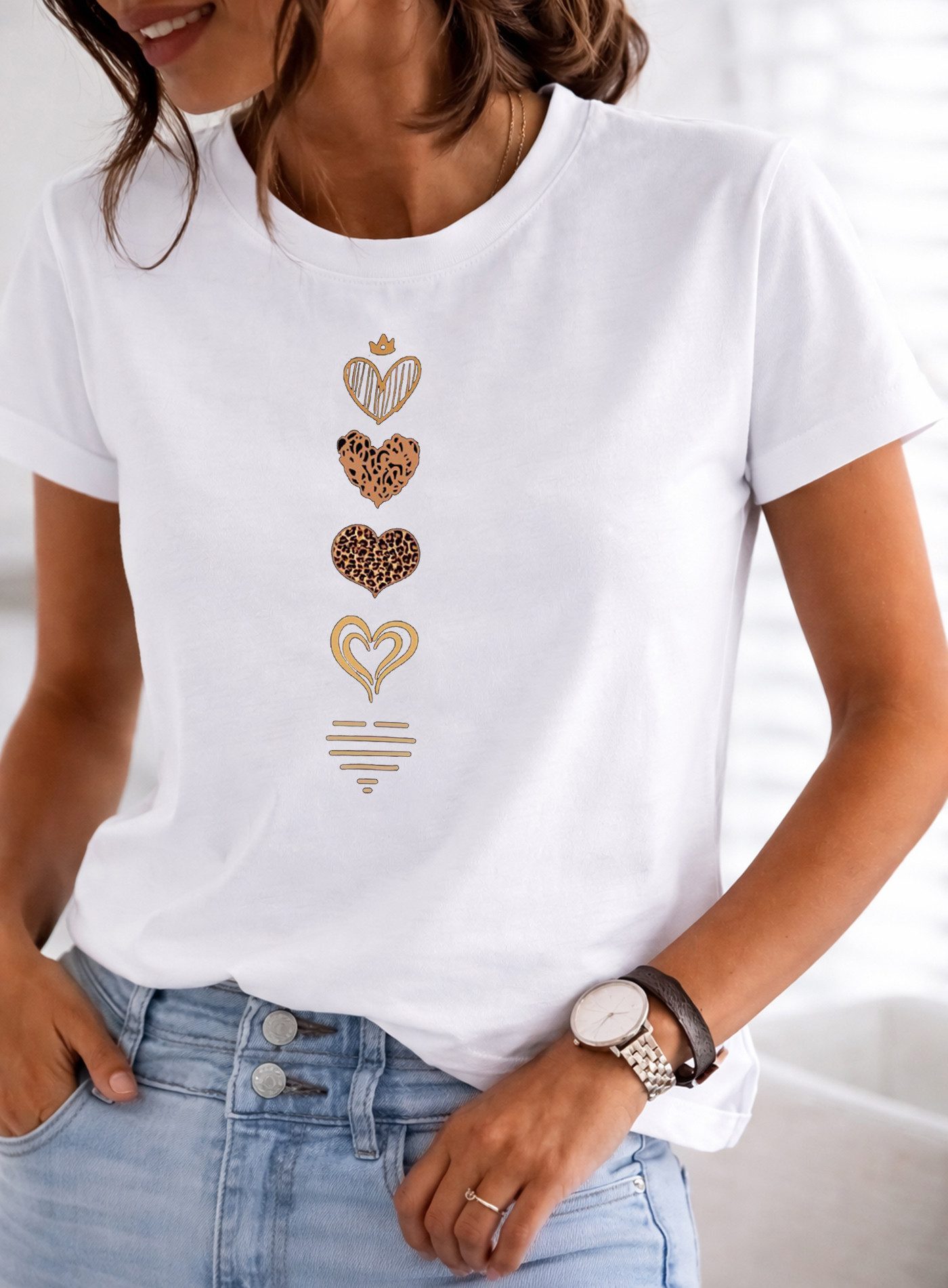 T-Shirt Damen Shirt Rundhals Basic "Corazón"