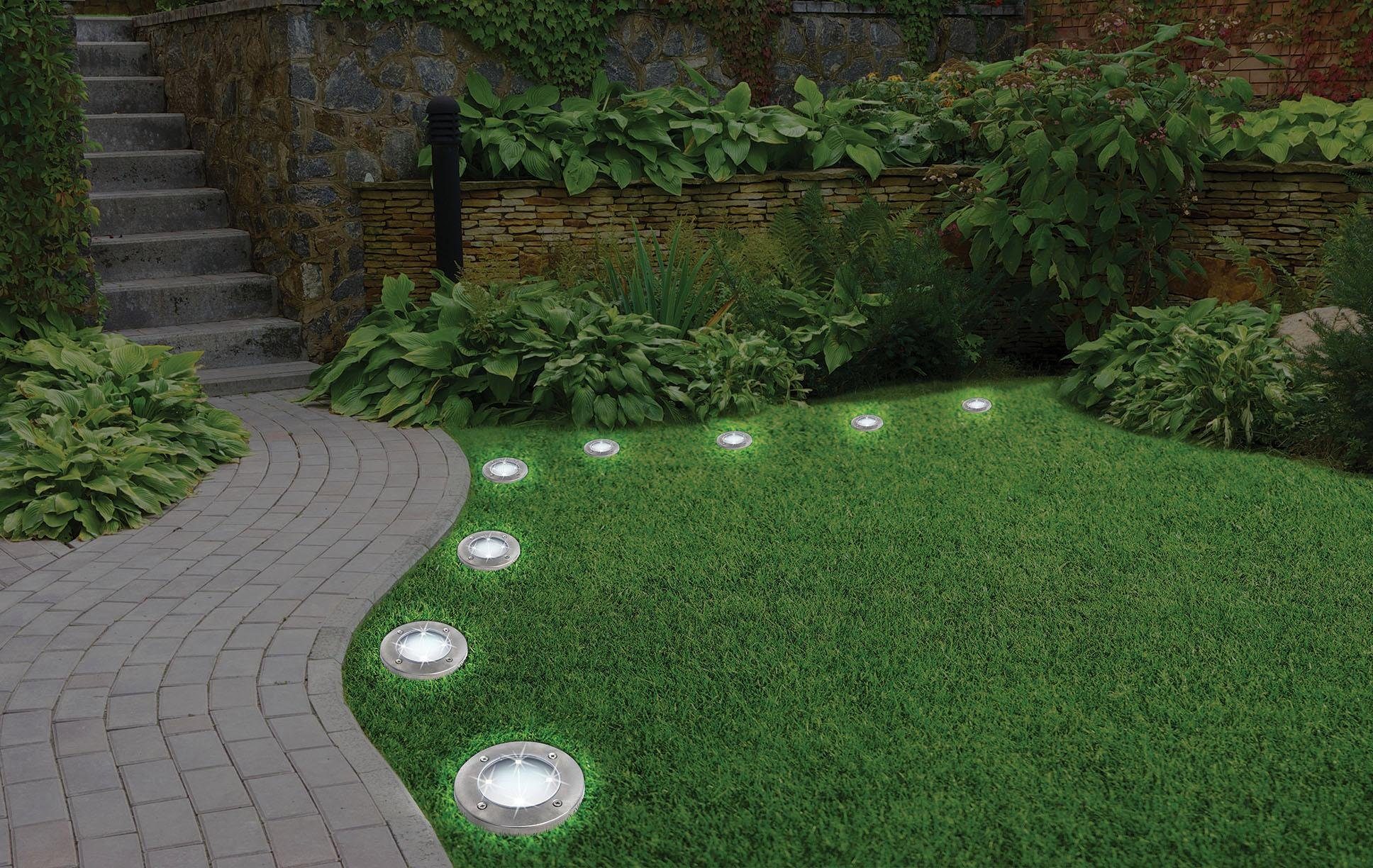 MediaShop LED Gartenleuchte DISK mit 8 fest Stück integriert, LED LIGHTS, Set