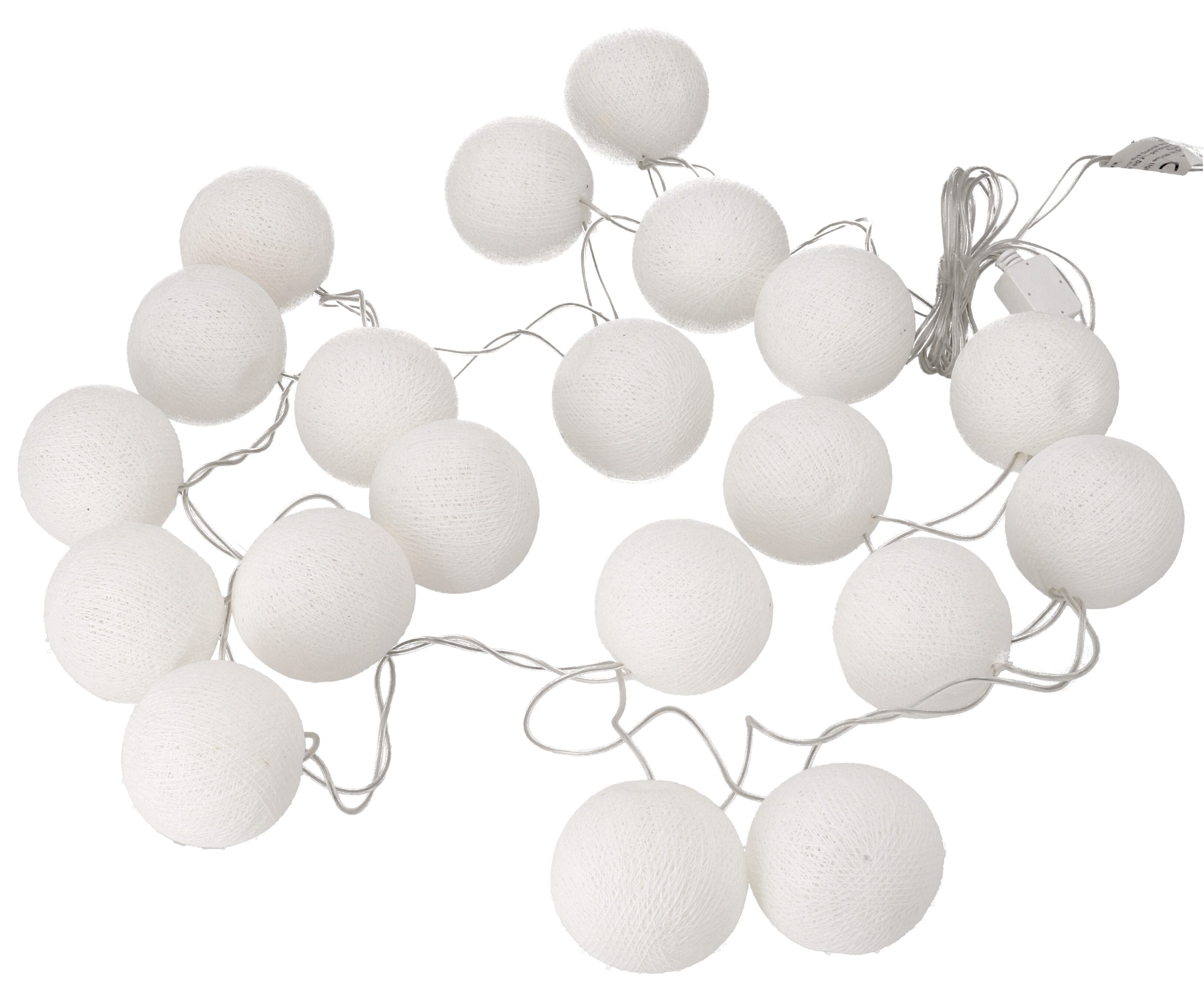 Guru-Shop LED-Lichterkette Stoff Ball Lichterkette, 20`er LED Kugel..