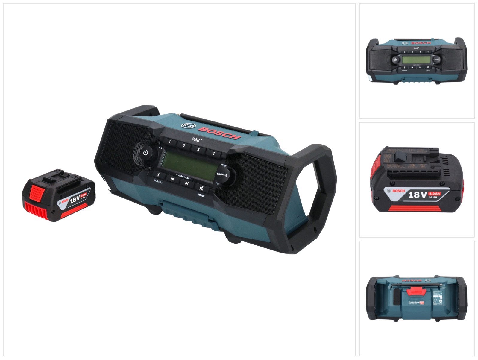 Bosch Professional GPB 18V-2 SC Professional Akku Baustellenradio 18 V DAB+ Bluetooth AU Baustellenradio
