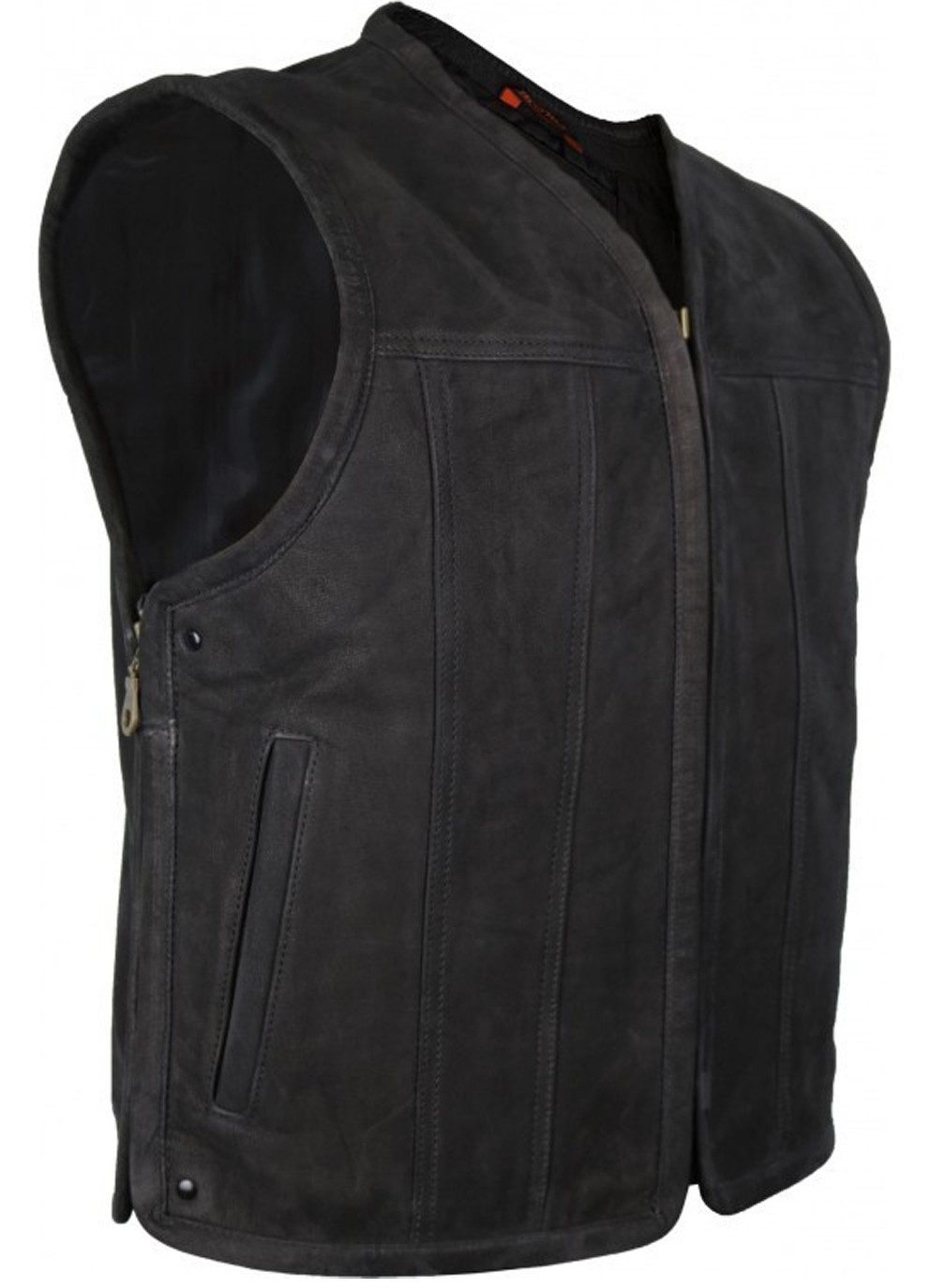 MDM Lederweste Matt Schwarze Herren Biker günstig online kaufen