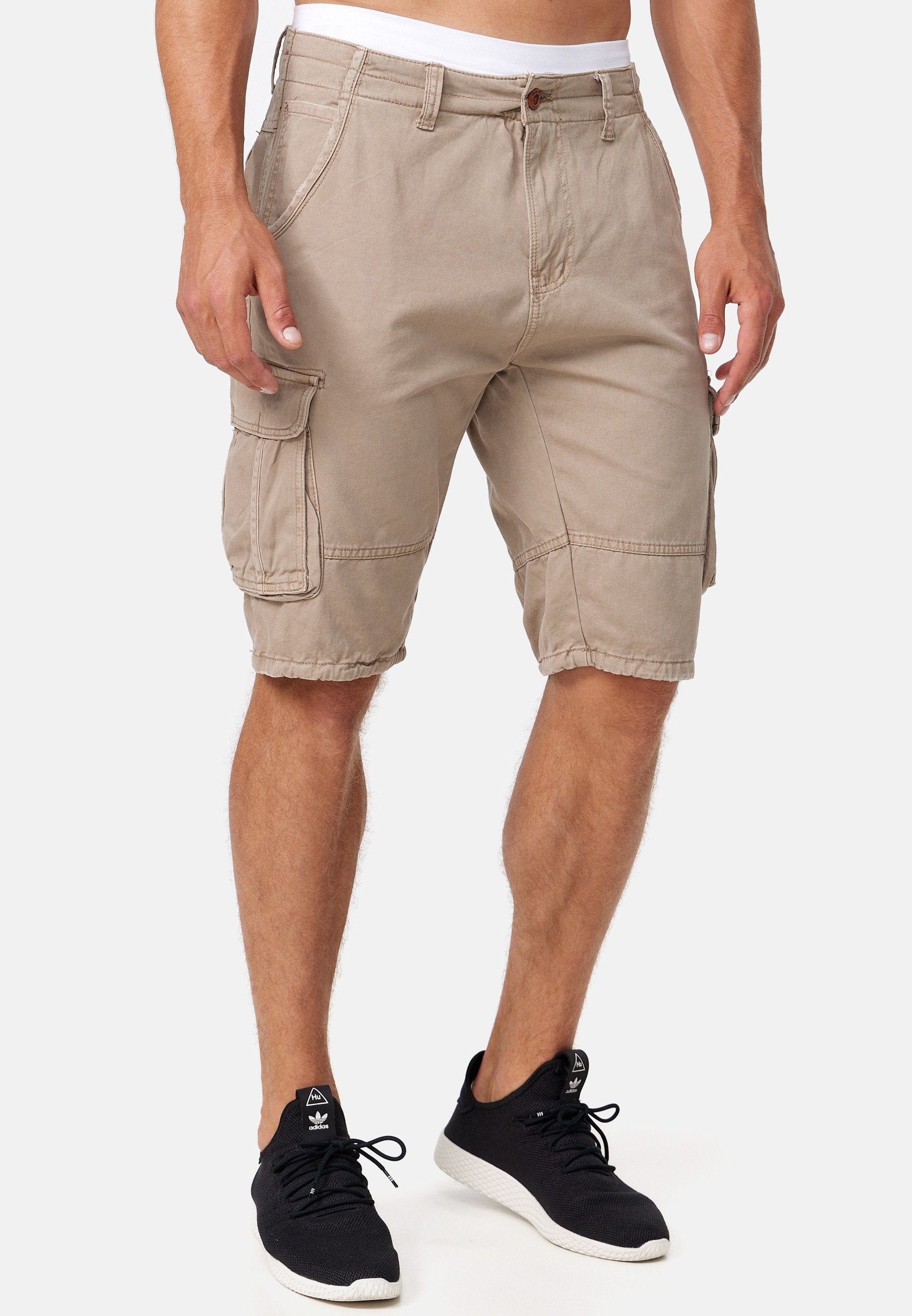 Indicode Cargoshorts Herren Monroe Cargo Cargo Shorts Herrenshorts mit 6 Taschen inkl. Gürtel