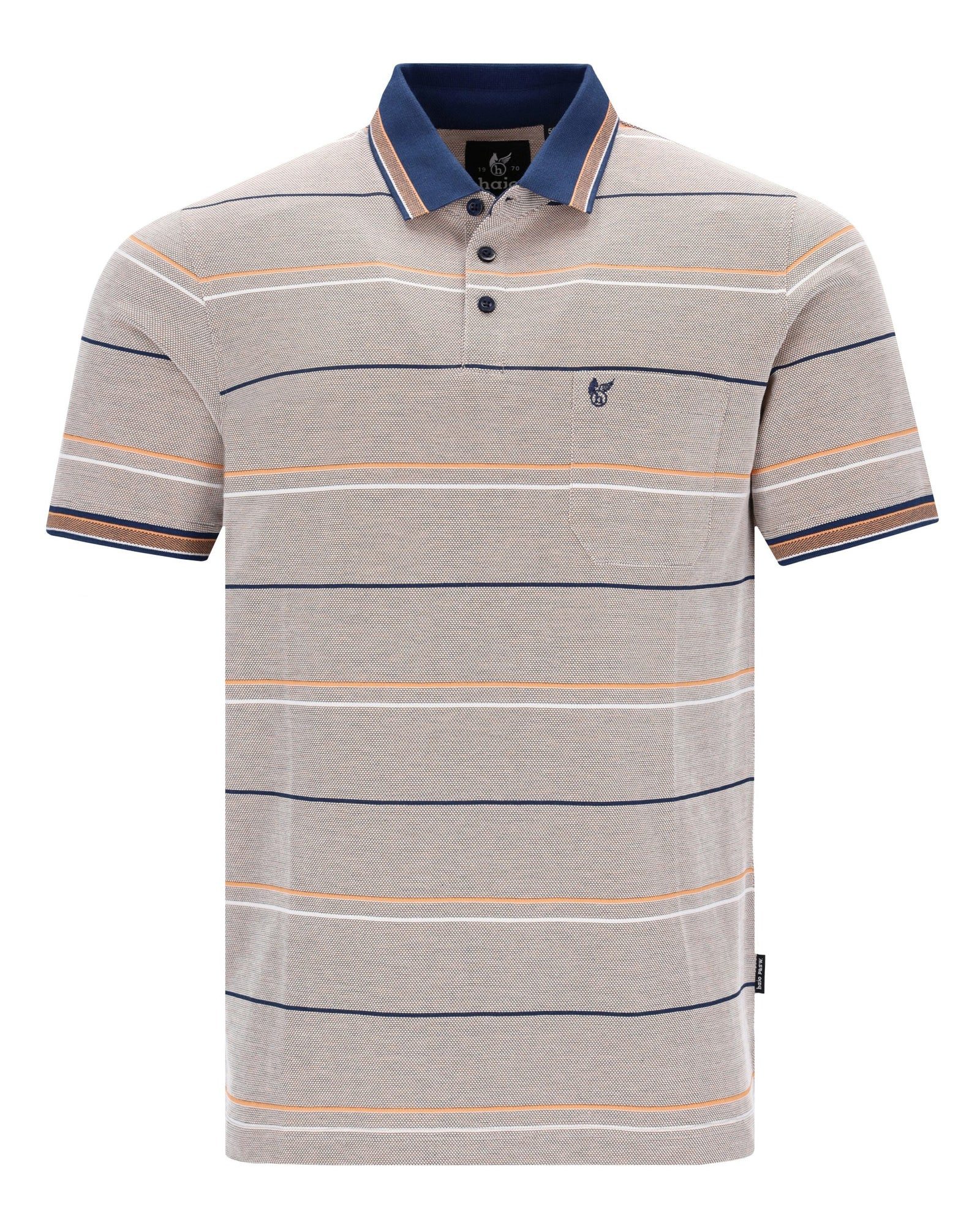 Poloshirt Pikee-Poloshirt in Dreitonoptik mit garngefärbtem Streifen - stay fres