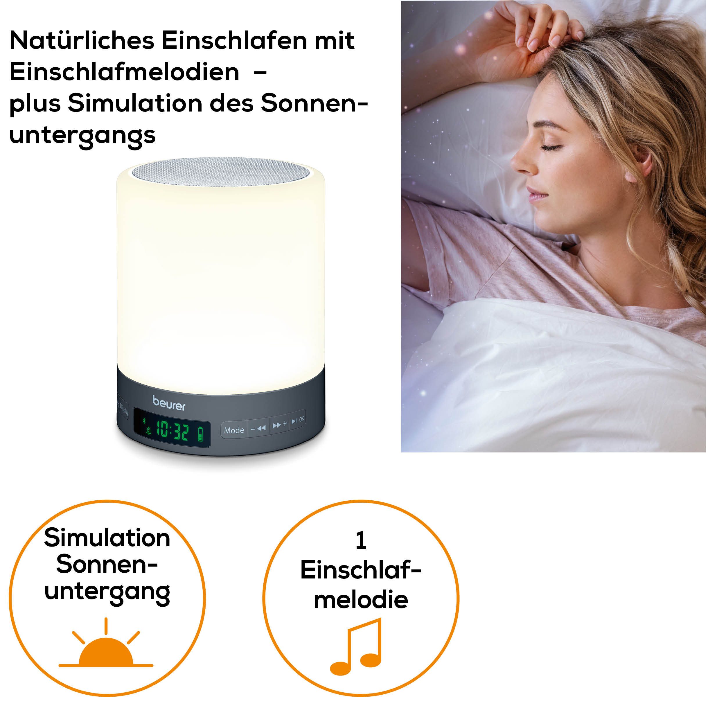 BEURER Tageslichtwecker WL 50 Lichtwecker, simuliert den Sonnenaufgang für sanftes Aufwachen Mit farbigem Stimmungslicht, mit Radiofunktion und optionalem Weckt – Bild 4 von 5
