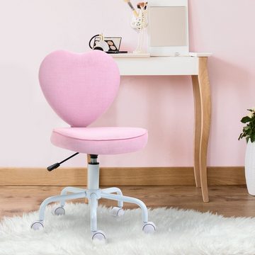 HOMCOM Bürostuhl Bürostuhl (Computerstuhl, 1 St), Stuhl Drehstuhl Sitzhöhenverstellung niedlich Rosa Leinenstoff