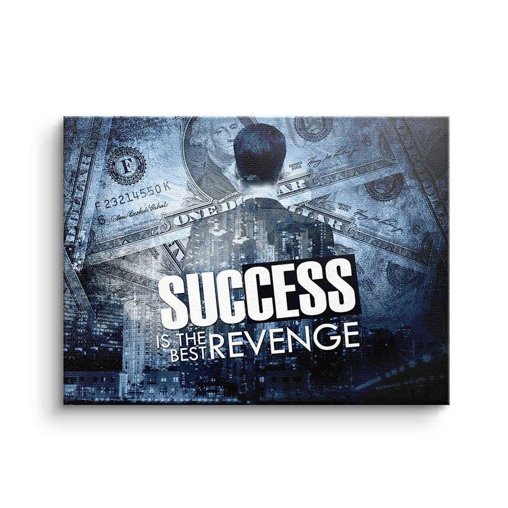 - Success best Deutsch, Leinwandbild, Premium the Motivationsbild Rahmen schwarzer DOTCOMCANVAS® is revenge