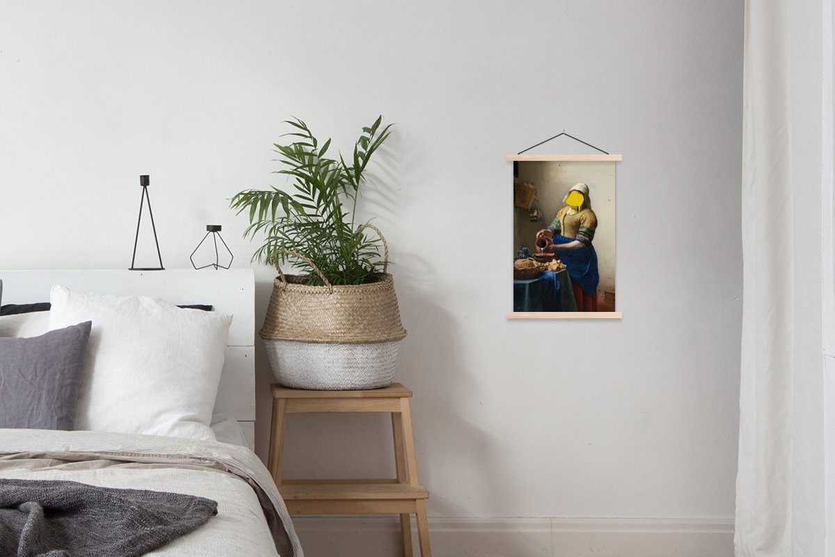 Vermeer Wohnzimmer, Milchmädchen Textilposter für Magnetisch (1 Johannes Poster Posterleiste, - Bilderleiste, MuchoWow St), Gemälde, -