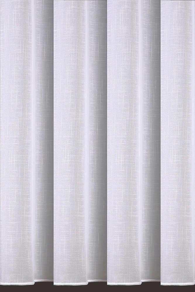 DecoHome24 Gardine Voile mit Effekt Weiß (1 St), Kräuselband, halbtransparent, Voile, Store