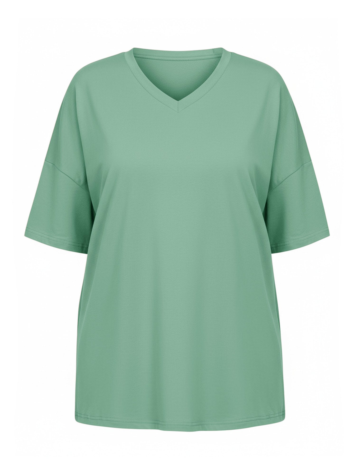 Imily Bela T-Shirt Damen Oversized Freizeittops mit halben Ärmeln (Packung, 1-tlg., 1per-Pack) einfarbig