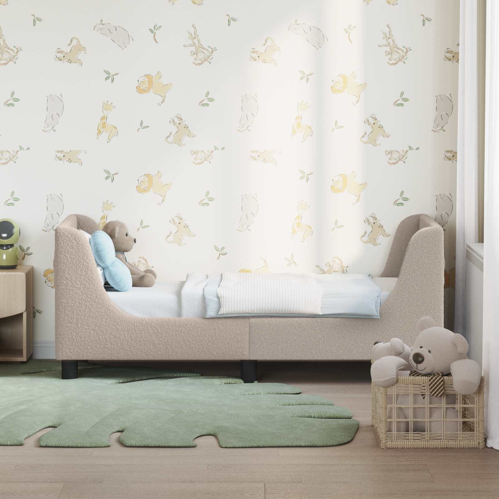 vidaXL Bett Kinderbettgestell mit Kopfteil Hellgrau 70 x 140 cm Schafstoff günstig online kaufen