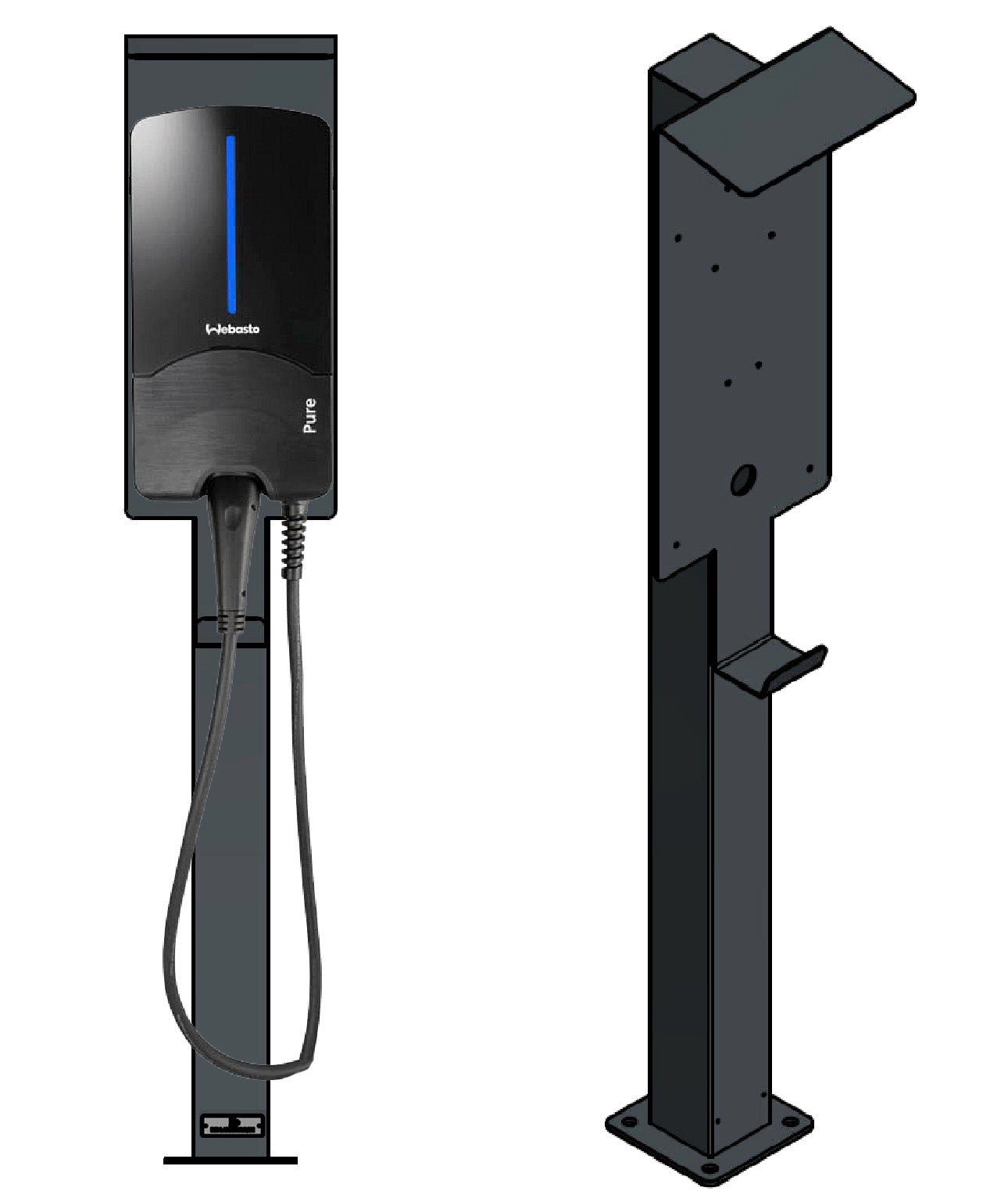 Elektroauto-Ladestation-Halterung Ladesäule passend für Webasto Pure 2 Wallbox mit Dach, Stände...