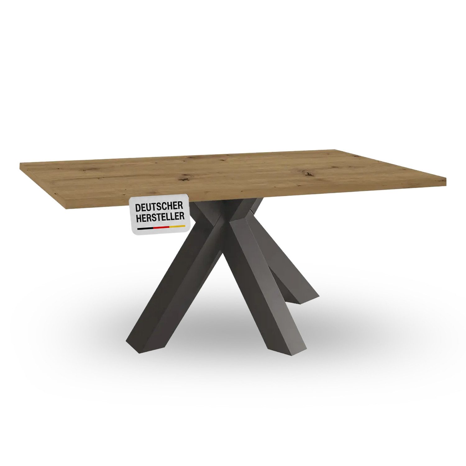 Storado Esstisch Big System Stern 140–200×90cm, Esszimmertisch, Stabiler Sternfuß für viel Beinfreiheit und sicheren Stand