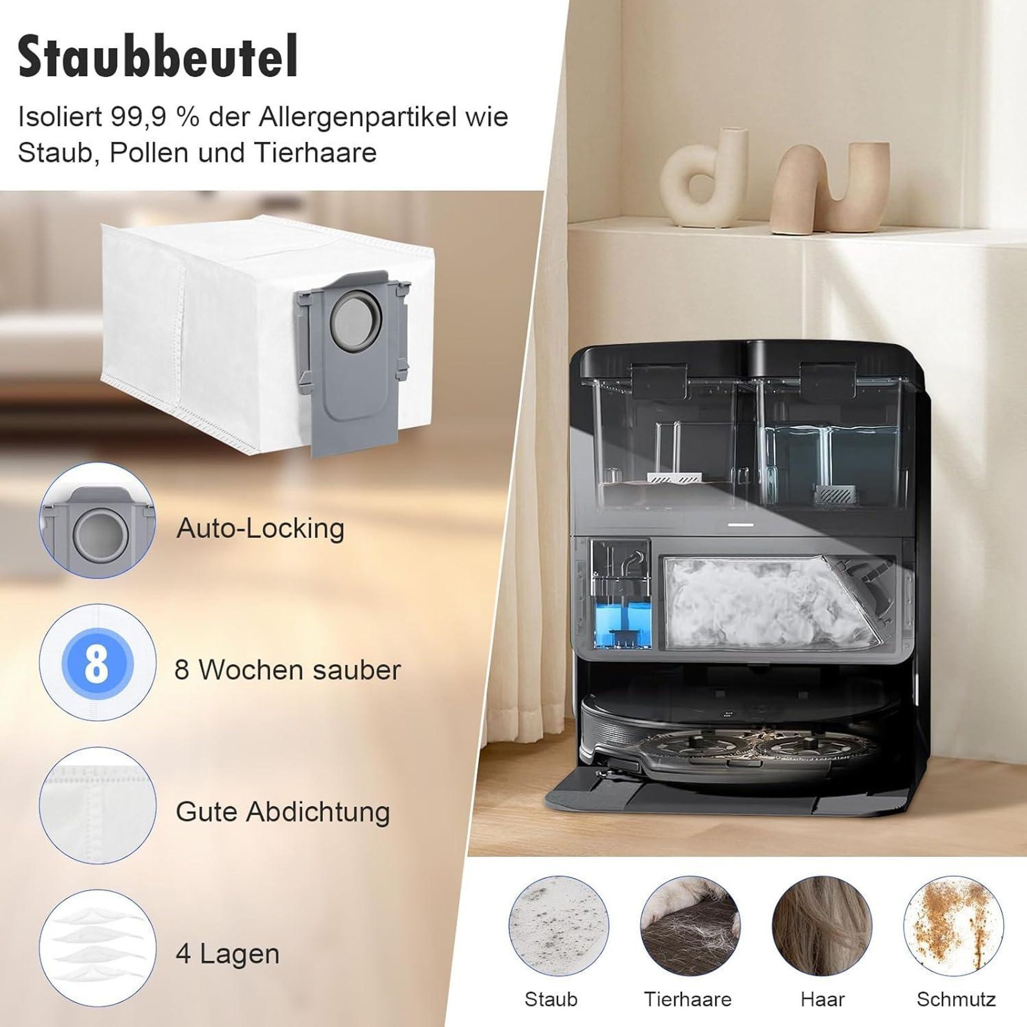 FELIXLEO Staubsaugerzubehörtasche Zubehör für Roborock Saros 10R 20 Qrevo Curv Pro (1-tlg)