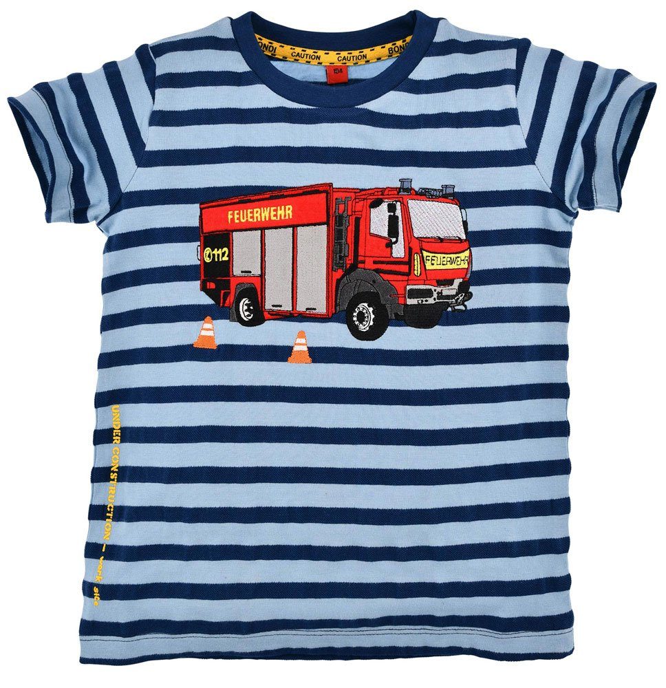 Blau 33122, T-Shirt Print Kurzarm Motiv - BONDI Jungen für Feuerwehrmann \