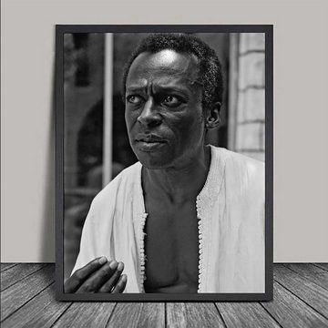 TPFLiving Kunstdruck (OHNE RAHMEN) Poster - Leinwand - Wandbild, Miles Davis - Schwarz-weiß Kunstdrucke des Jazz-Trompeters - (Leinwand Wohnzimmer, Leinwand Bilder, Kunstdruck), Leinwand bunt - Größe 13x18cm