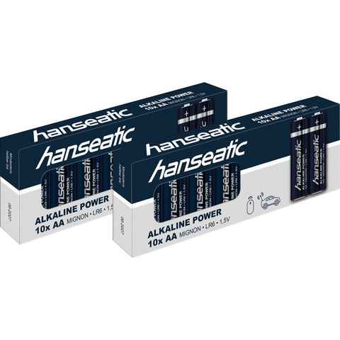 Hanseatic 20er Pack Alkaline Power, AA Mignon Batterie, LR06 (20 St), bis zu 5 Jahren Lagerfähigkeit