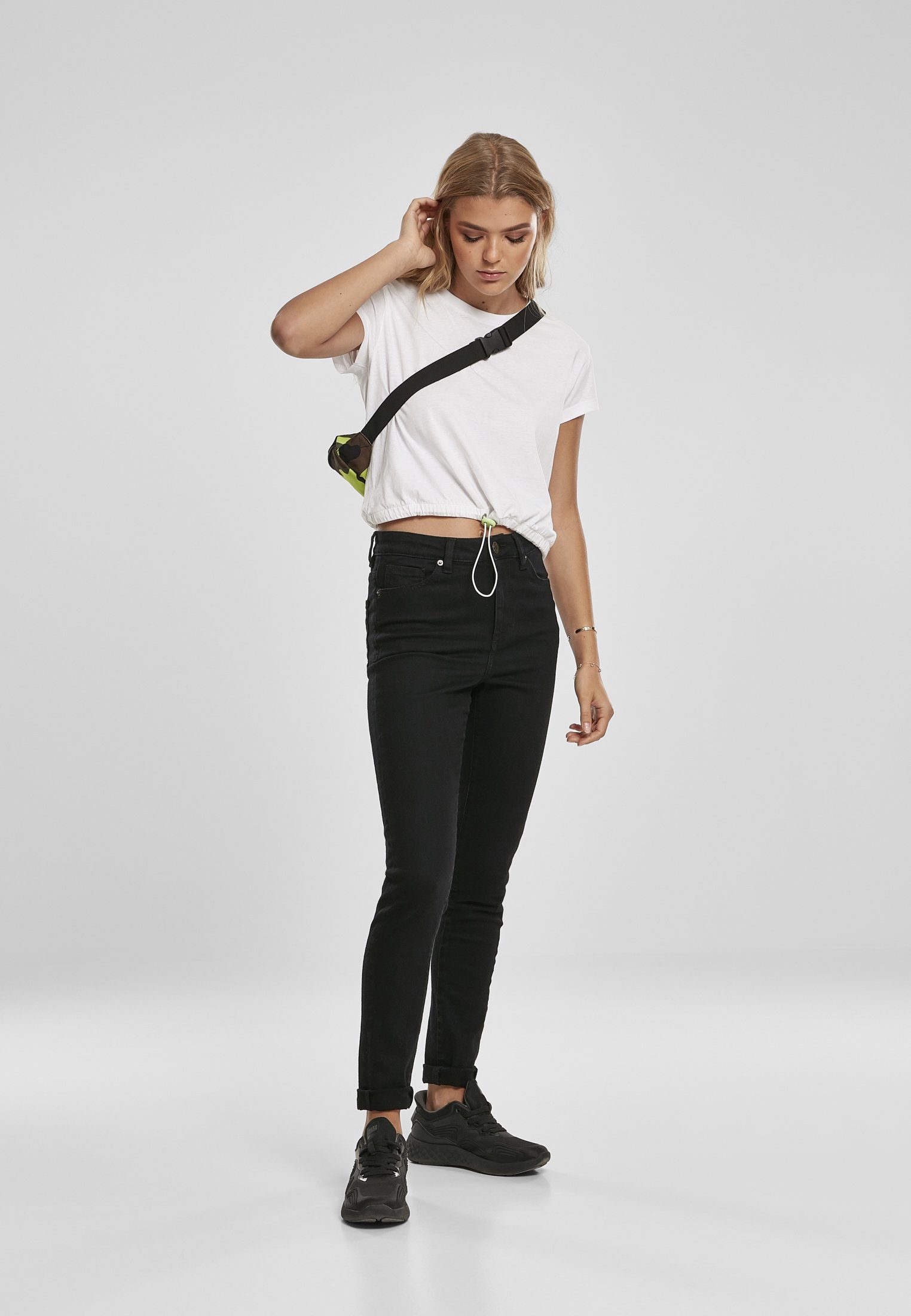 white CLASSICS Cropped Tee Damen (1-tlg) Strandshirt Tunnel URBAN Ladies