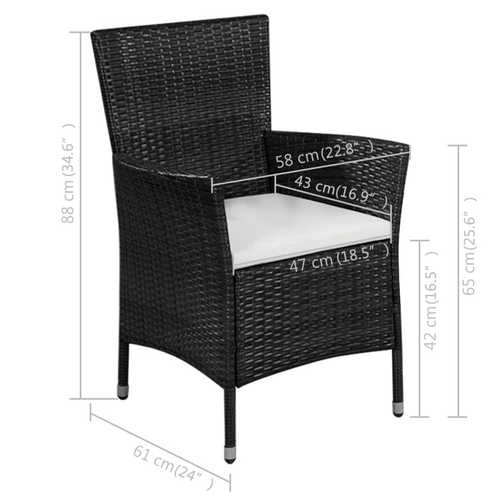 Polstern Rattan furnicato mit Schwarz Hocker und Gartenstuhl Poly