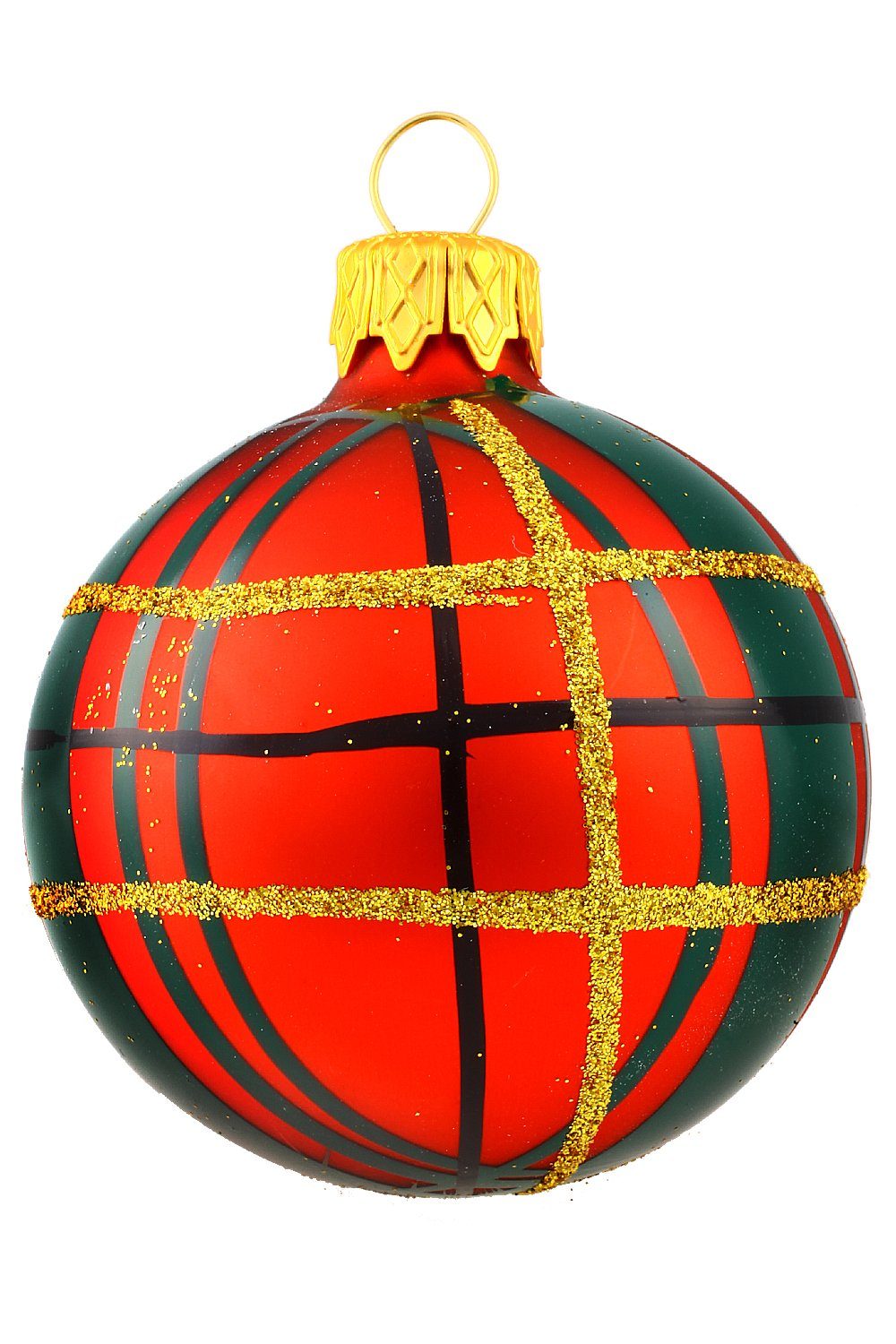 - handdekoriert Schottenmusterkugel - Weihnachtskontor mundgeblasen Weihnachtsbaumkugel ∅, 5 Dekohänger Hamburger cm