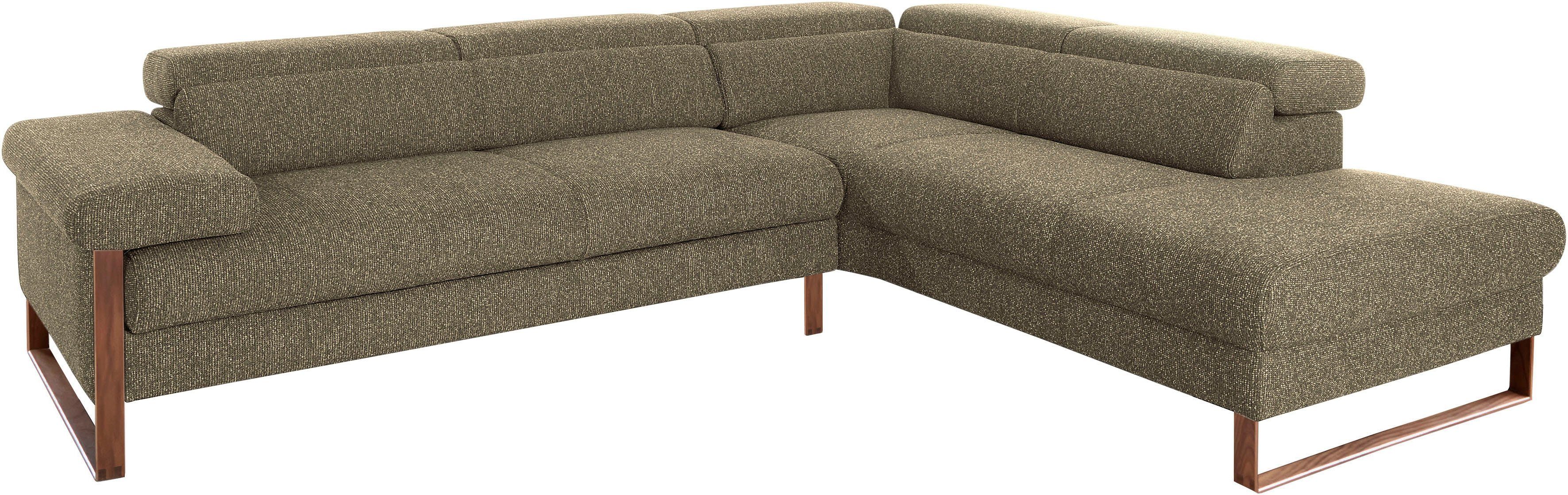 W.SCHILLIG Ecksofa finn, Designsofa mit tollem Sitzkomfort, bequem, L-Form, German Design Award 2016, Fußgestell Nussbaum natur, Breite 281 cm