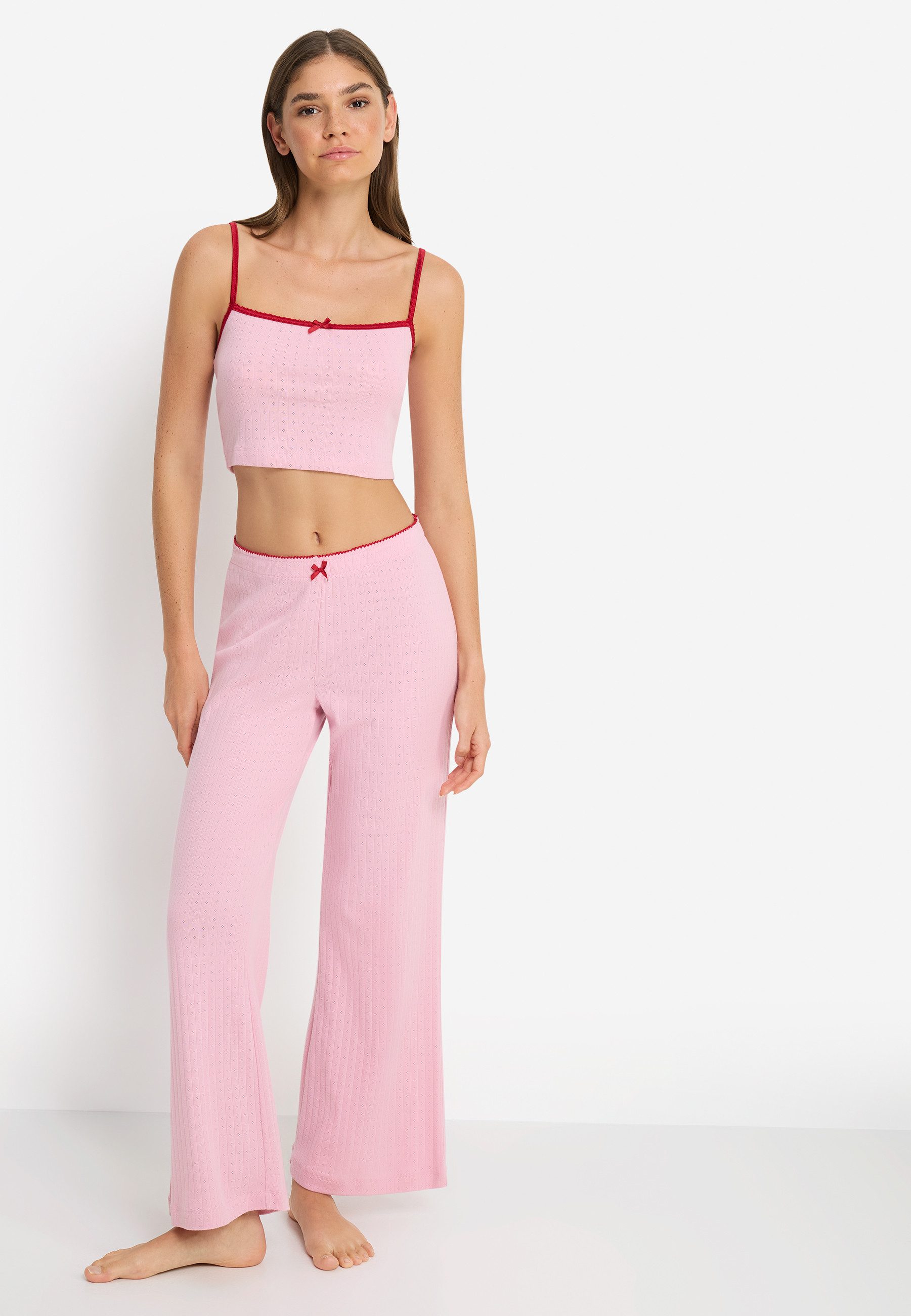 LSCN by LASCANA Pyjama (2 tlg) mit Kontrast-Häkelkanten