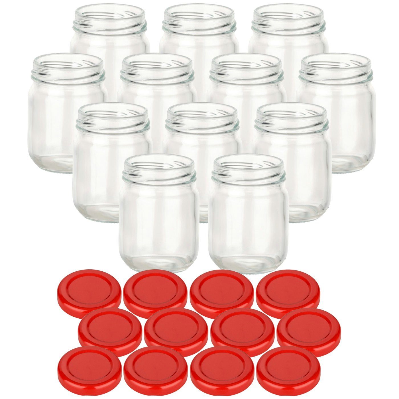 gouveo Einmachglas 130 ml Helix mit Schraubdeckel TO 53 - Leere Marmeladengläser, (12-tlg) Rot