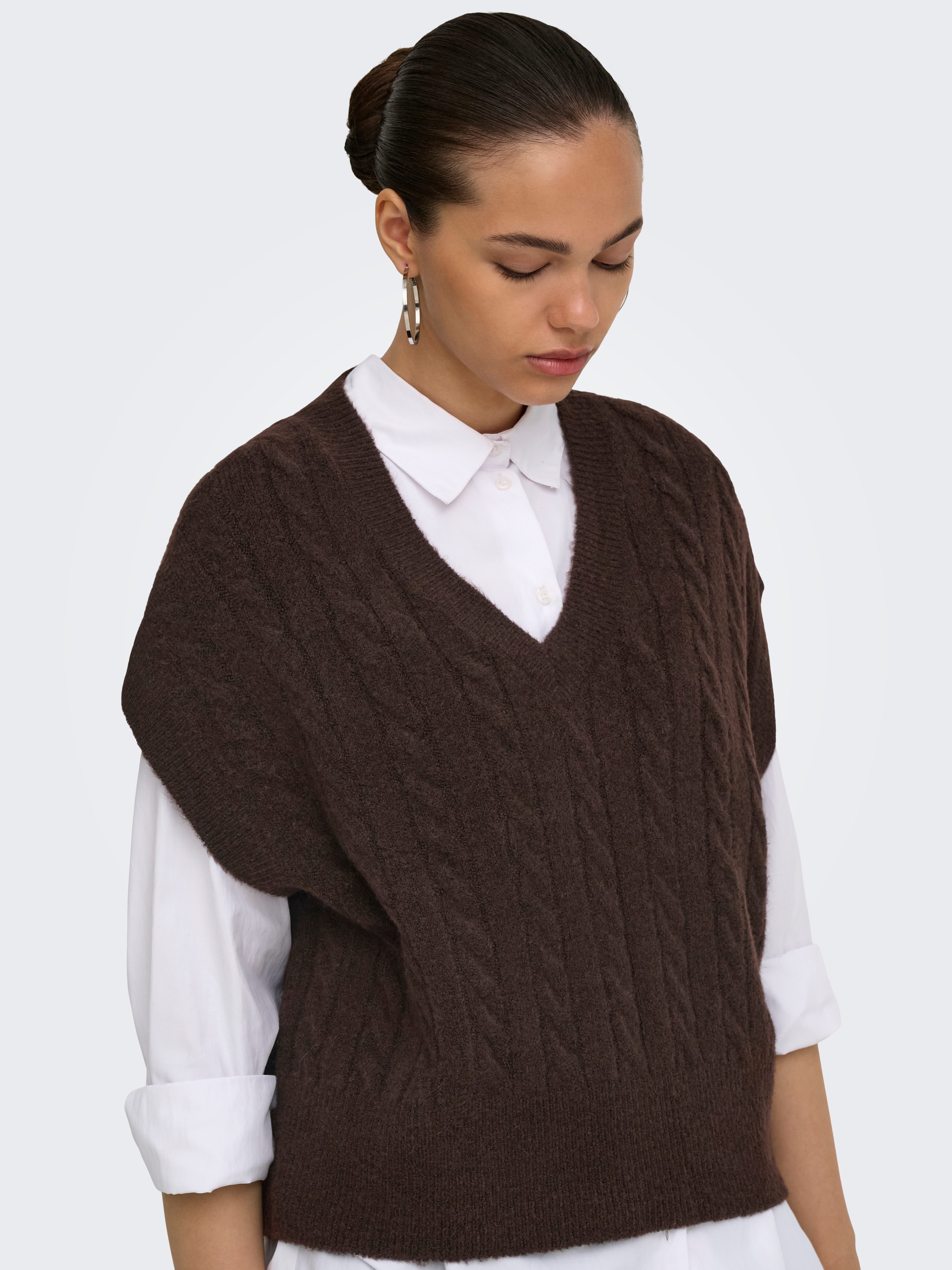 ONLY Kurzarmpullover ONLMELODY VEST KNT Materialmix, regular fit