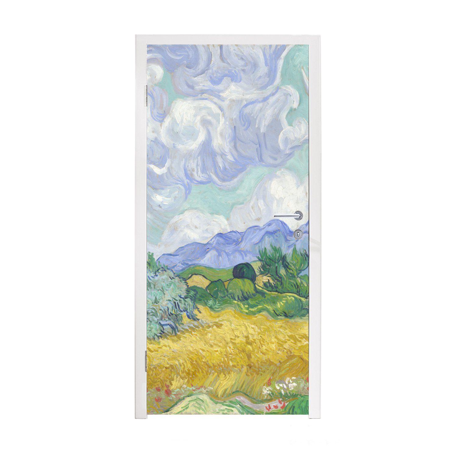 MuchoWow Türtapete Weizenfeld cm van Gogh, Türaufkleber, - Tür, Vincent mit 75x205 für St), (1 Matt, bedruckt, Fototapete Zypressen